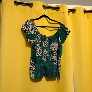 Green Floral Women's Top